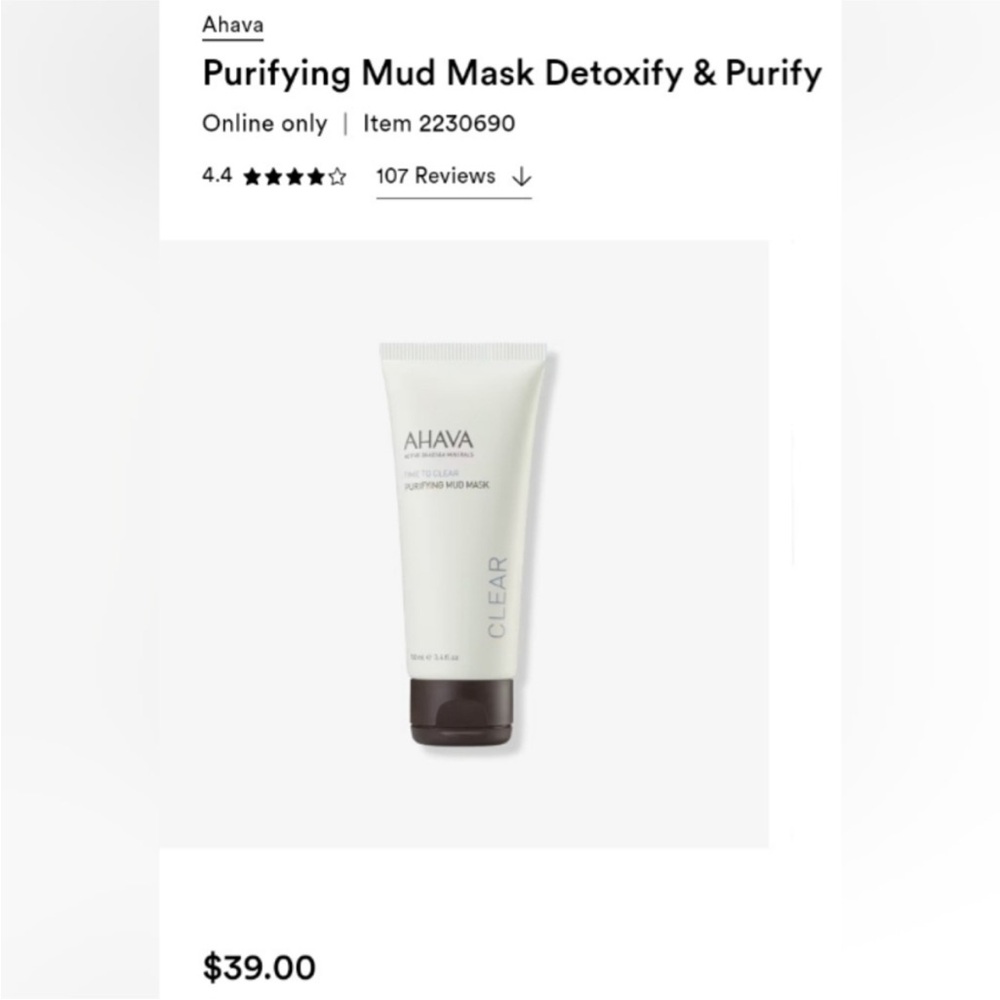 AHAVA Purifying Mud Mask Time to Clear